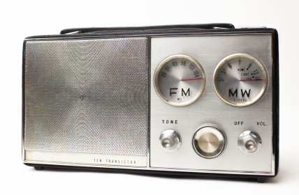 vintage portable silver radio